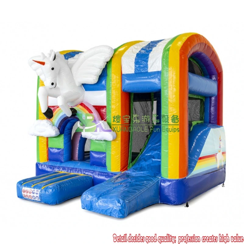 Commercial Inflatable Unicorn Bounce House Combo Kids Jumping Castle Inflatable Unicorn Bouncy Castle with Small Slide