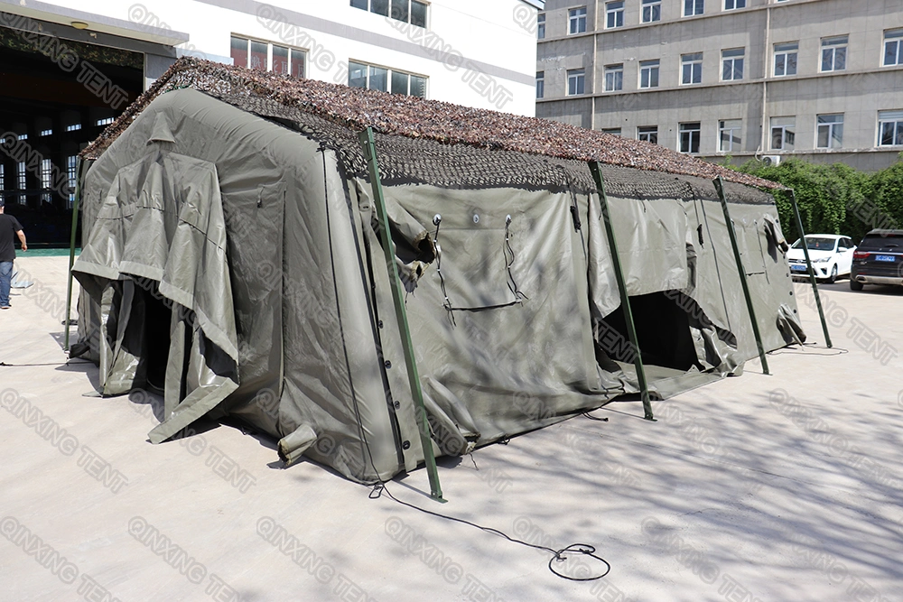 Qx Factory Camp Tent Army Style Tent Military Style Tent 48 M2 Large Size Inflatable Tent
