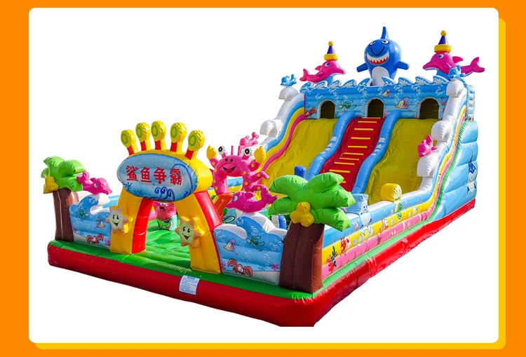 Hot Amusement Park Ocean Shark Jumping Animal Castle Combo Toy Inflatable Bouncer