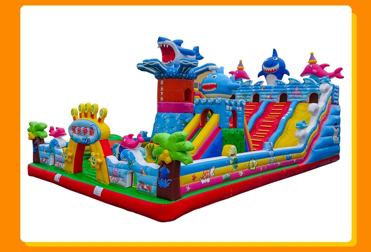 Hot Amusement Park Ocean Shark Jumping Animal Castle Combo Toy Inflatable Bouncer