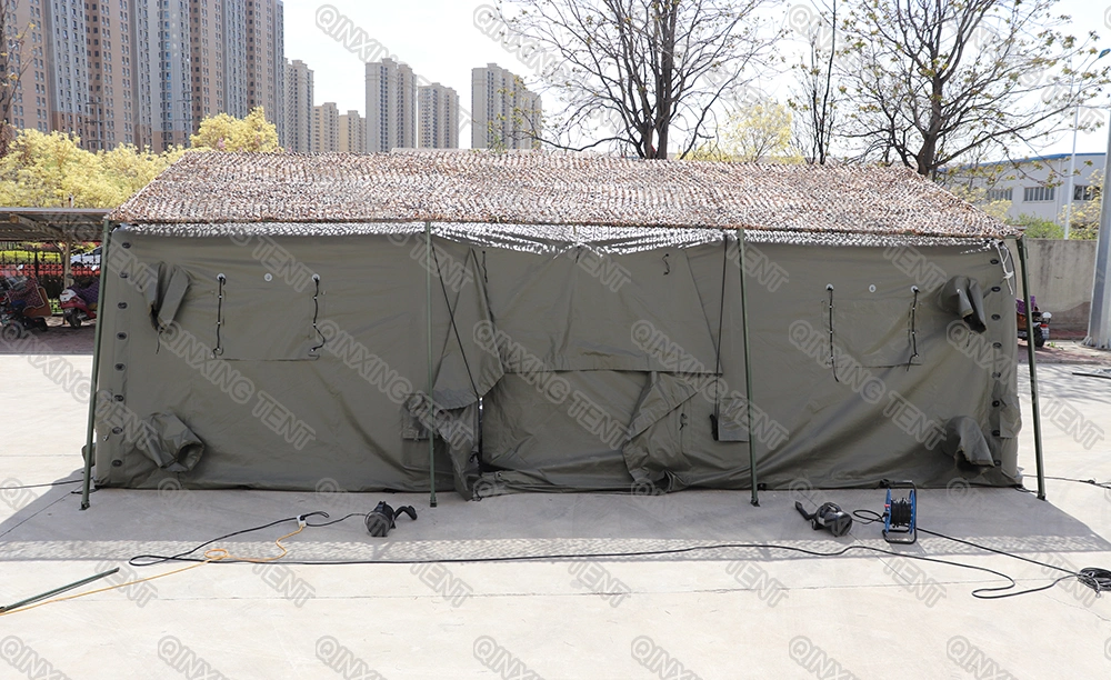 Qx Factory Camp Tent Army Style Tent Military Style Tent 48 M2 Large Size Inflatable Tent