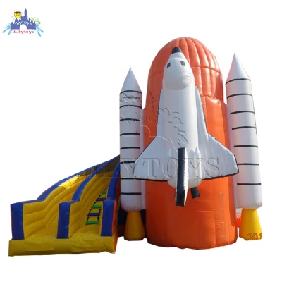 Outdoor Playground Rocket Theme Inflatable Large Bouncer with Slide