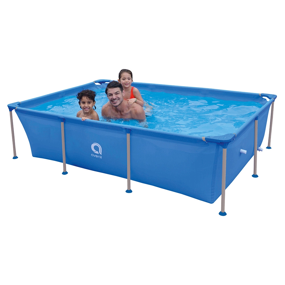 Rectangular Above Ground Swimming Pool Blue Outdoor Frame Pool