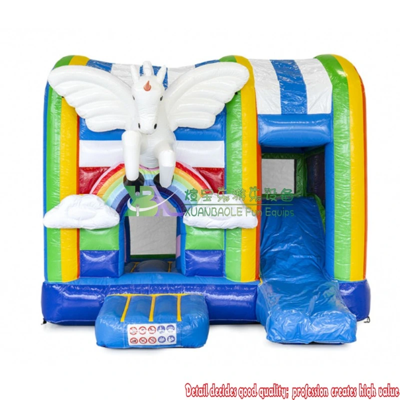 Commercial Inflatable Unicorn Bounce House Combo Kids Jumping Castle Inflatable Unicorn Bouncy Castle with Small Slide
