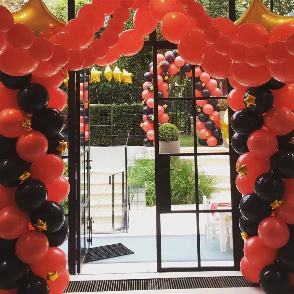 Red Black Balloon Garland Arch Kit - 122PCS Black Red Confetti Latex Party Balloons for Mother&prime; S Day BBQ Casino Graduation Birthday Party Decorations