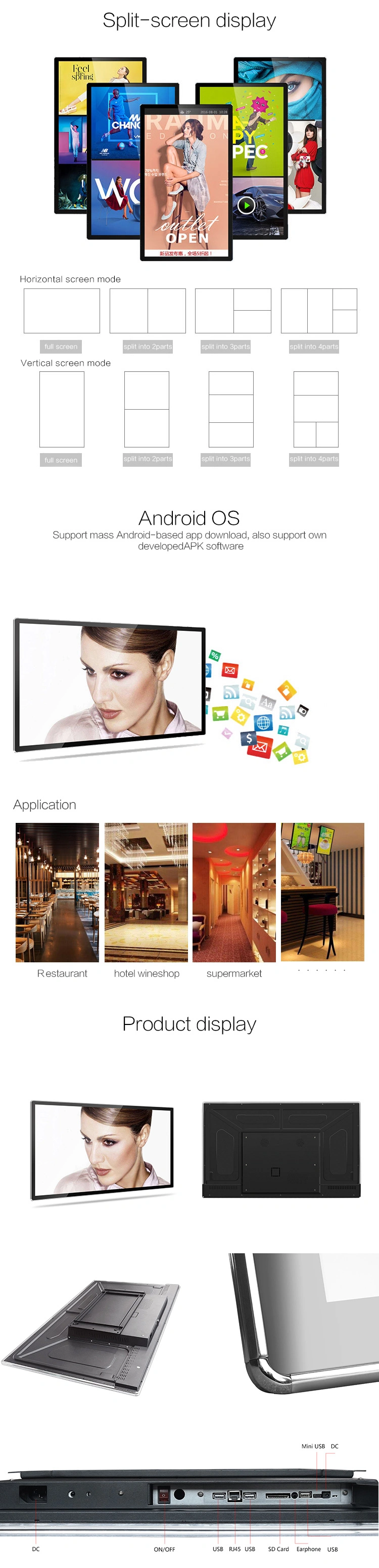 Products with High Repurchase Rates 43 Inch HD LCD Monitors Mall Advertising Media Player for Supermarket