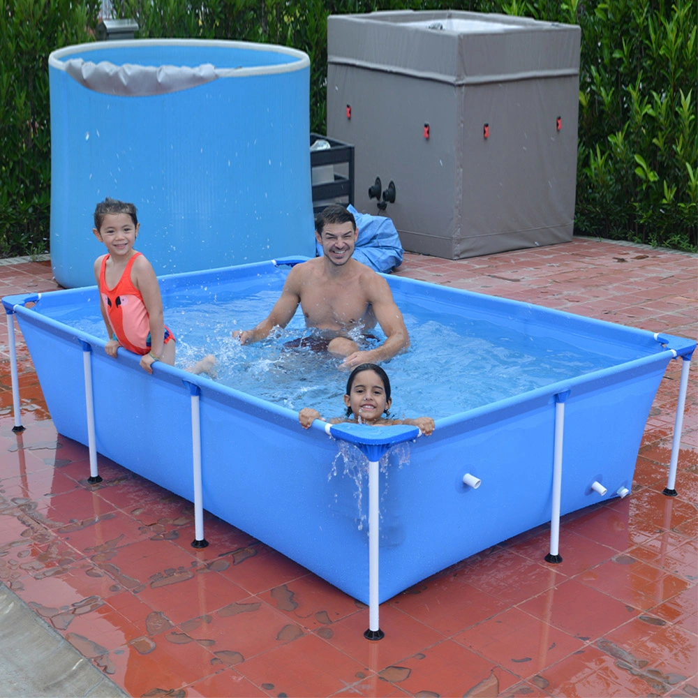 Rectangular Above Ground Swimming Pool Blue Outdoor Frame Pool