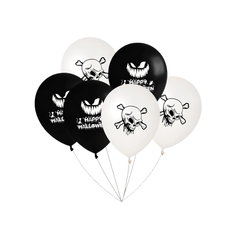 Halloween Party Balloon Black and White Theme 18 Inch Round Five-Pointed Star Aluminum Film Balloon 12 Inch Printed Latex Balloon