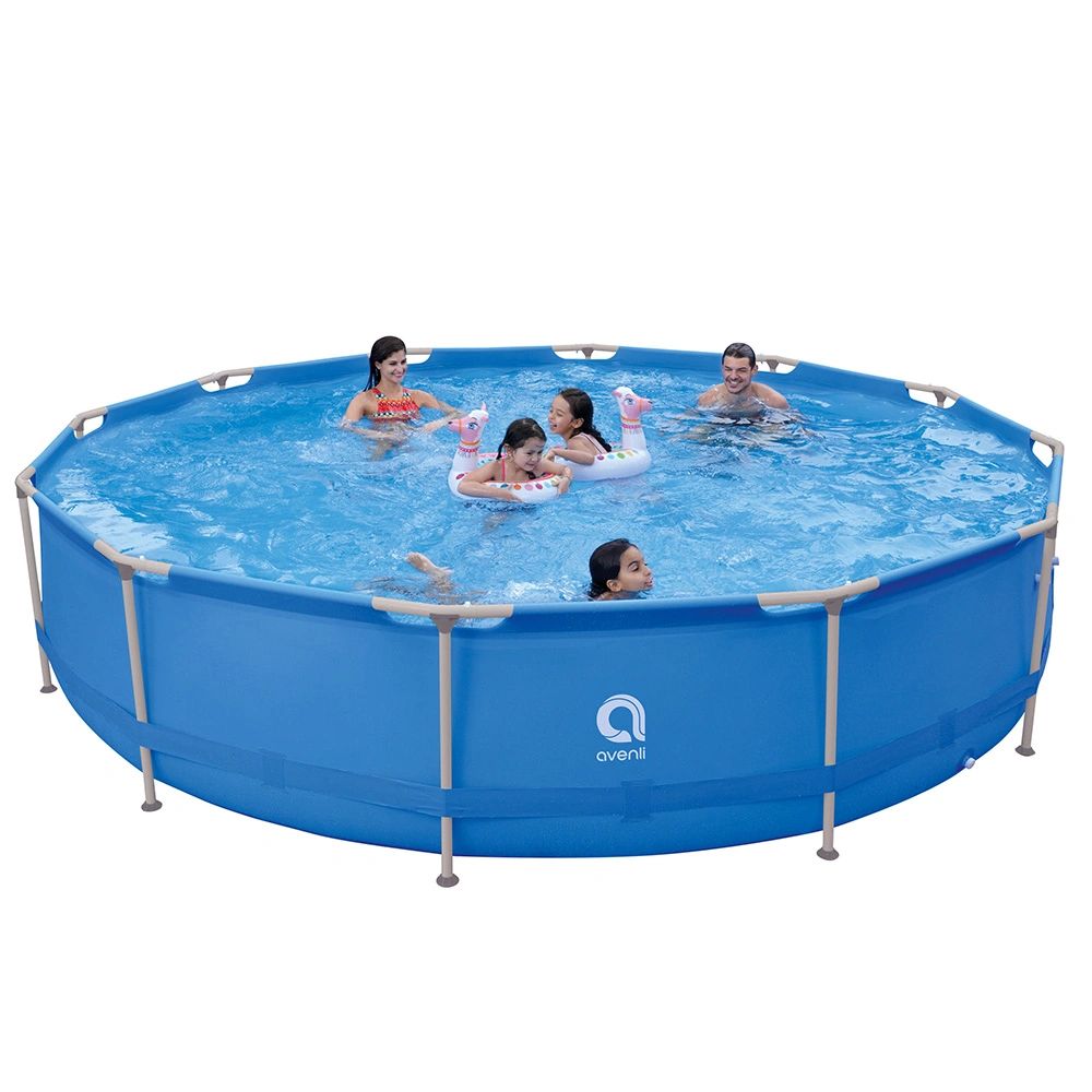 Round Metal Frame Swimming Pool with Filter Pump Outdoor Above Ground Pool for Family