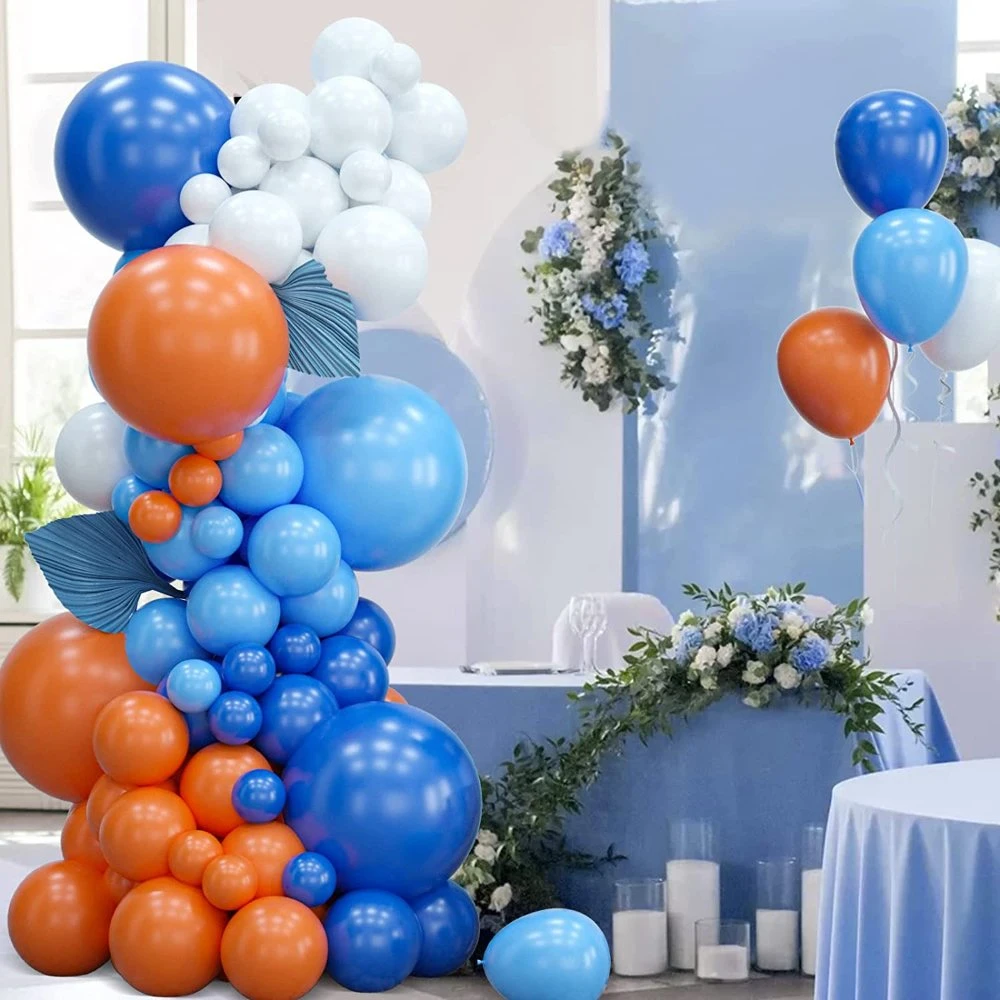 Blue Orange Balloon Arch Kit with White Balloons, Latex Balloons Party Balloons for Birthday Wedding Baby Shower Engagement Graduation Party Decorations Supply