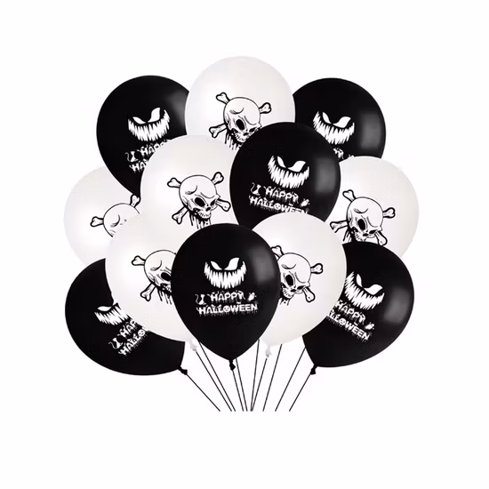 Halloween Party Balloon Black and White Theme 18 Inch Round Five-Pointed Star Aluminum Film Balloon 12 Inch Printed Latex Balloon
