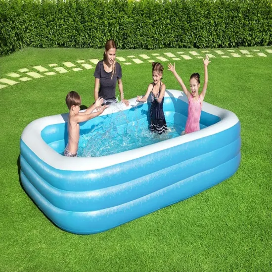 PVC Blue and White Rectangular Inflatable Swimming Pool Children′s Bathing Pool Outdoor Large Family Pool Buying Agent