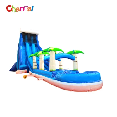 Outdoor Commercial Kids/Adults Water Slide N Slip Bounce Slides Pool Tropical Double Inflatable Water Slide Pool