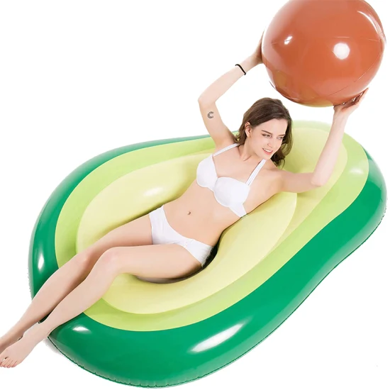 Swimming Pool Giant Floatie with Ball Inflatable Pool Float Avocado Design Water Large Blow-up Summer Beach Floaty Party Toys Lounge Raft Bl20142